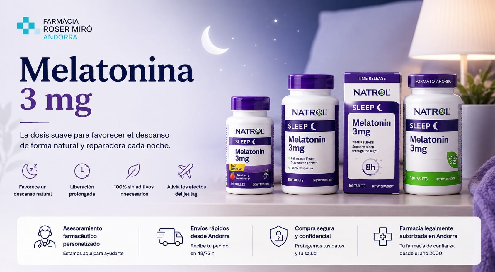 Melatonina de 3 mg en Farmacia Roser Miró de Andorra Online